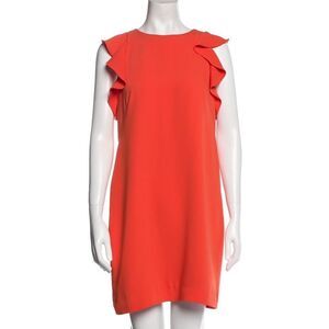 Pamella Roland Orange Mini Dress Ruffle Sleeves 6